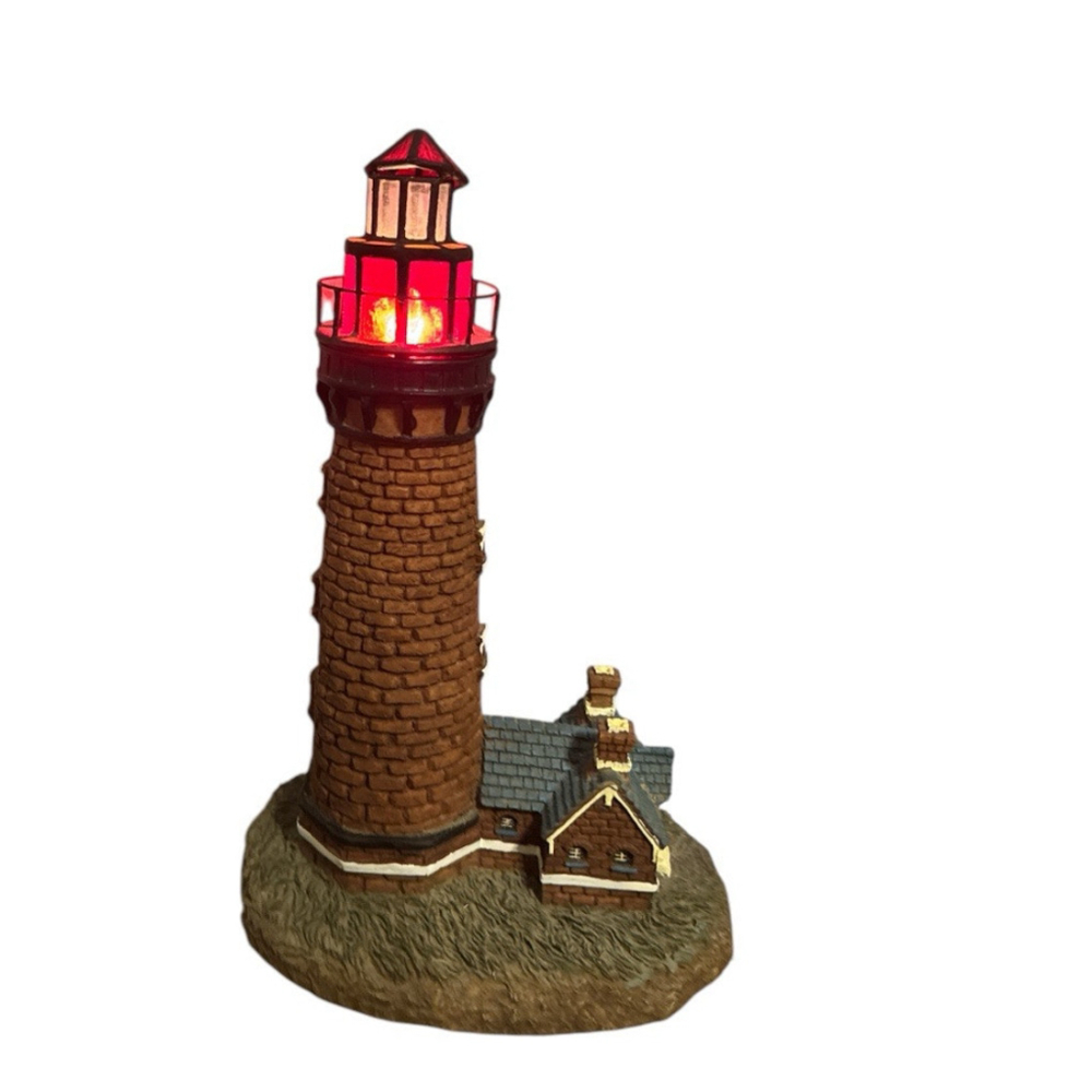 Vintage Pigeon Point Lighthouse Table Lamp Red Stained Glass Coastal Nautical